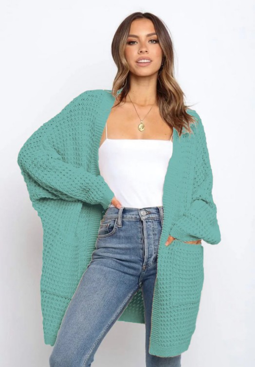 Damen Strickjacke Eyleen mit Taschen in&nbsp;Grün