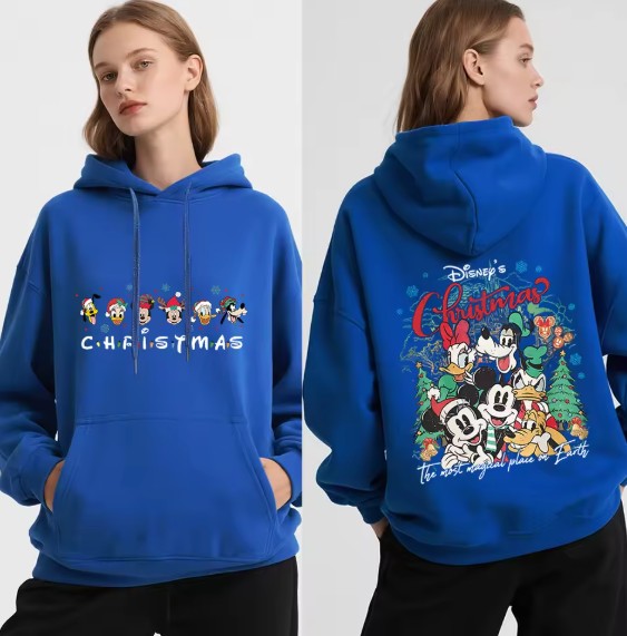 Disney Fleece-Kapuzenpullover für Damen mit Weihnachtsmotive Blau