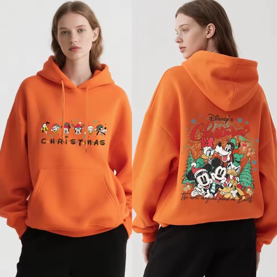 Disney Fleece-Kapuzenpullover für Damen mit Weihnachtsmotive Orange