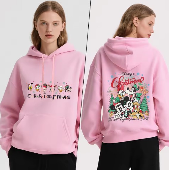 Disney Fleece-Kapuzenpullover für Damen mit Weihnachtsmotive Rosa