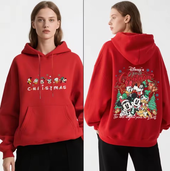 Disney Fleece-Kapuzenpullover für Damen mit Weihnachtsmotive Rot 