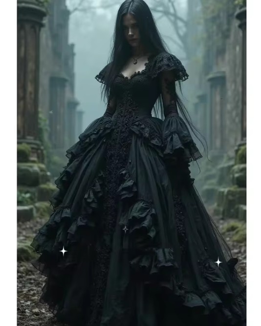 Gotisches Viktorianisches Schwarzes Brautkleid&nbsp;Erna