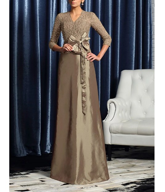 Langarm A -Linie Brautmutterkleid Inge in Gold&nbsp;Braun