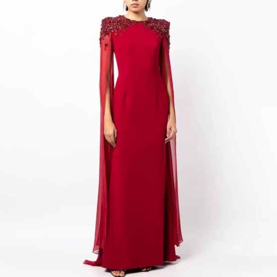 Luxus Strass Brautkleid Jaden in Rot mit Flare&nbsp;Ärmeln