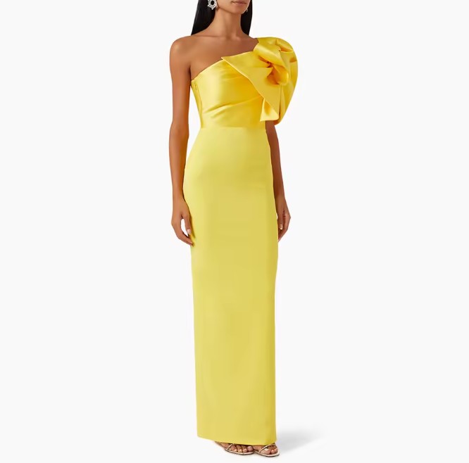 One Shoulder I-Linie Brautkleid Janis mit Maxi Schleife in&nbsp;Gelb