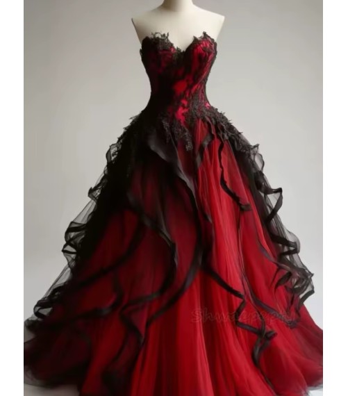 Schulterfreies Brautkleid Ihana in Rot Schwarz&nbsp;Schulterfrei