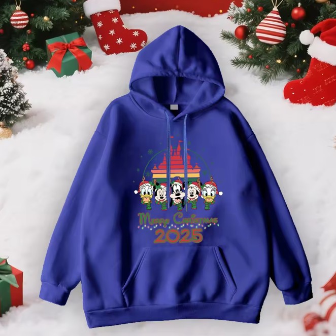 Unisex Mickey Mouse Weihnachts-Kapuzenpullover Blau