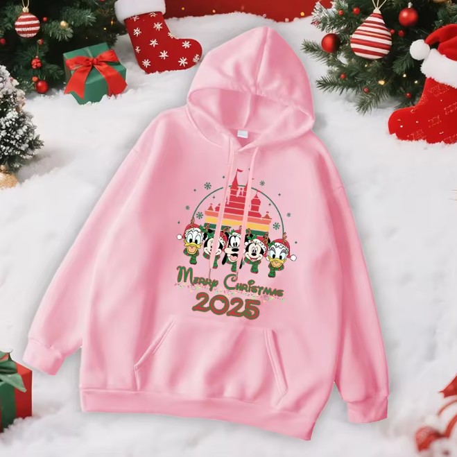 Unisex Mickey Mouse Weihnachts-Kapuzenpullover Rosa