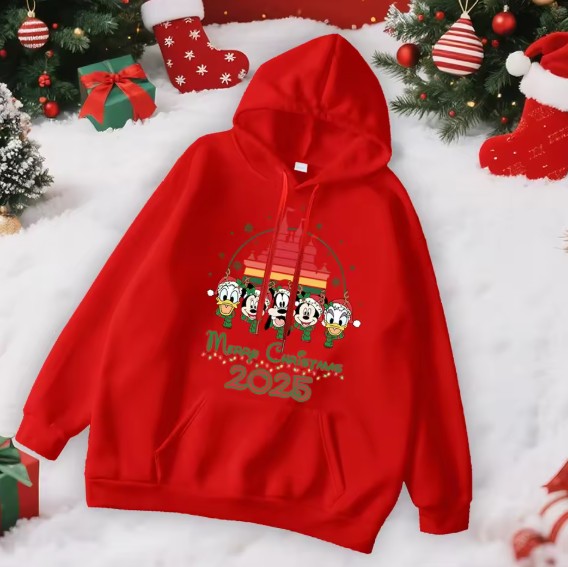Unisex Mickey Mouse Weihnachts-Kapuzenpullover Rot 