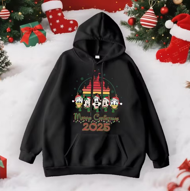 Unisex Mickey Mouse Weihnachts-Kapuzenpullover Schwarz