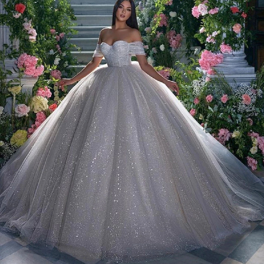 Schulterfreies Glitzer Ball Linie Brautkleid Alysa&nbsp;Klassisch