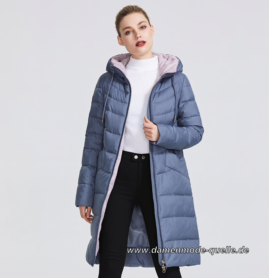 Damen Winter Parka – Jacke Lang in&nbsp;Blau