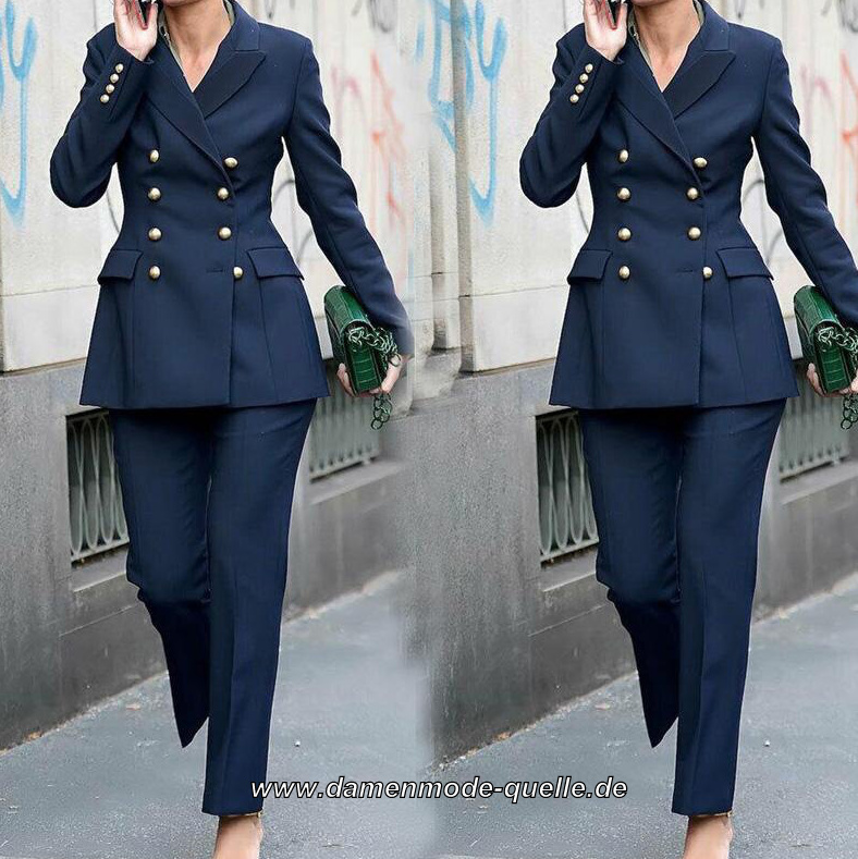 Zweireiher Hosenanzug für Damen Elegant in&nbsp;Schwarz