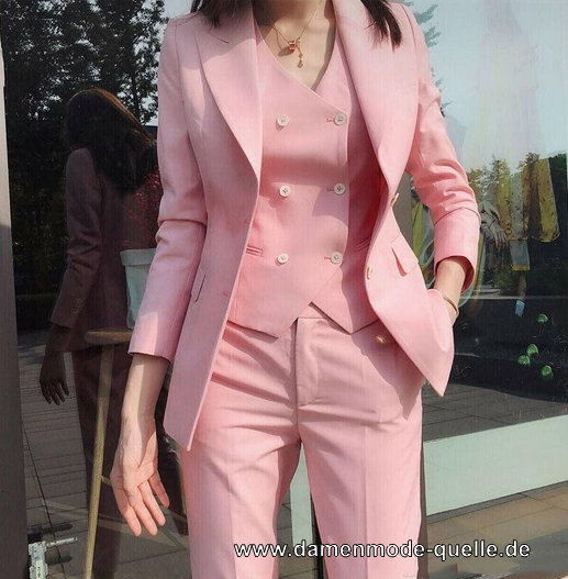 Damen Hosenanzug 3 Teilig in Rosa mit&nbsp;Weste