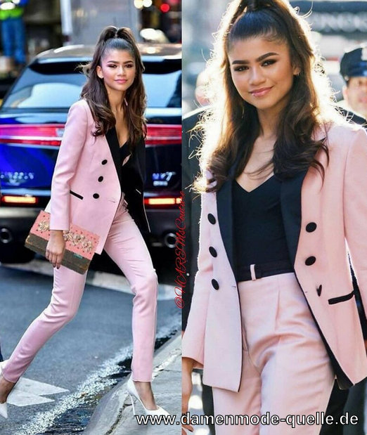 Rosaner Hosenanzug 2 Teiler mit Smoking Blazer