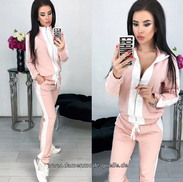 Herbst Winter Damen Zweiteiler Freizeitanzug in&nbsp;Rosa