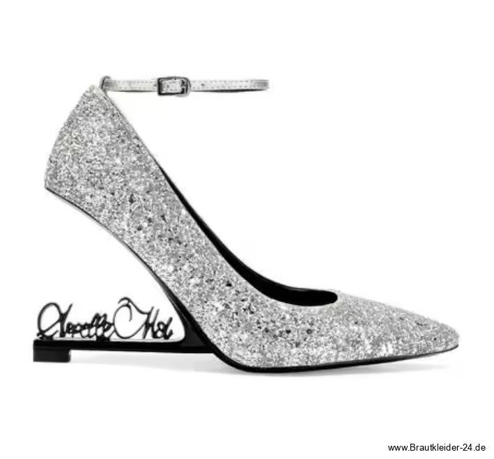 Glitzer High Heels Brautschuhe mit Durchsichtige&nbsp;Fersen