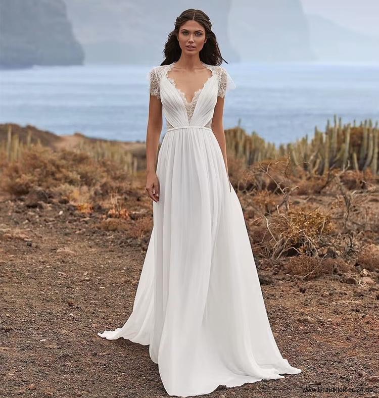 Langes Elegantes Boho Brautkleid Daniela mit&nbsp;Ärmel