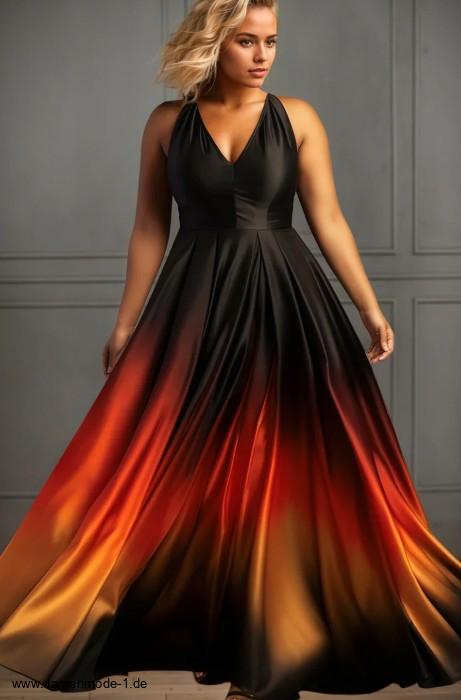 A Linie Maxi Sommerkleid 2025 Emielia Elegant in Schwarz mit Ombre&nbsp;Verlauf