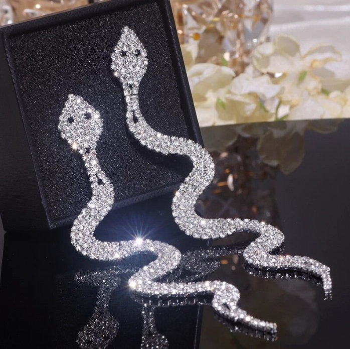 Lange Kristall Braut Ohrringe&nbsp;Schlangen