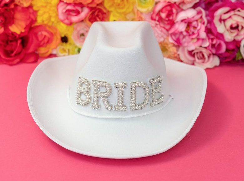 Bride Cowgirl Cowboy Hut Brauthut mit&nbsp;Perlen