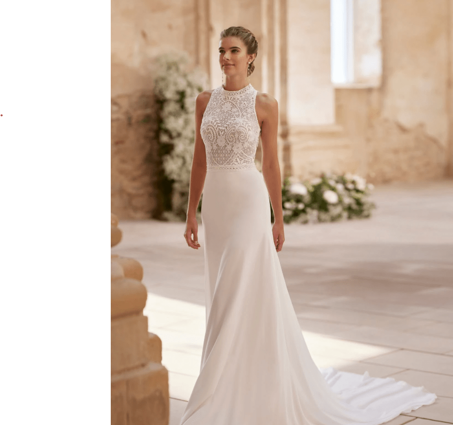 Ärmelloses Brautkleid 2025 Davinia mit Spitze Schleppe und Rückenausschnitt