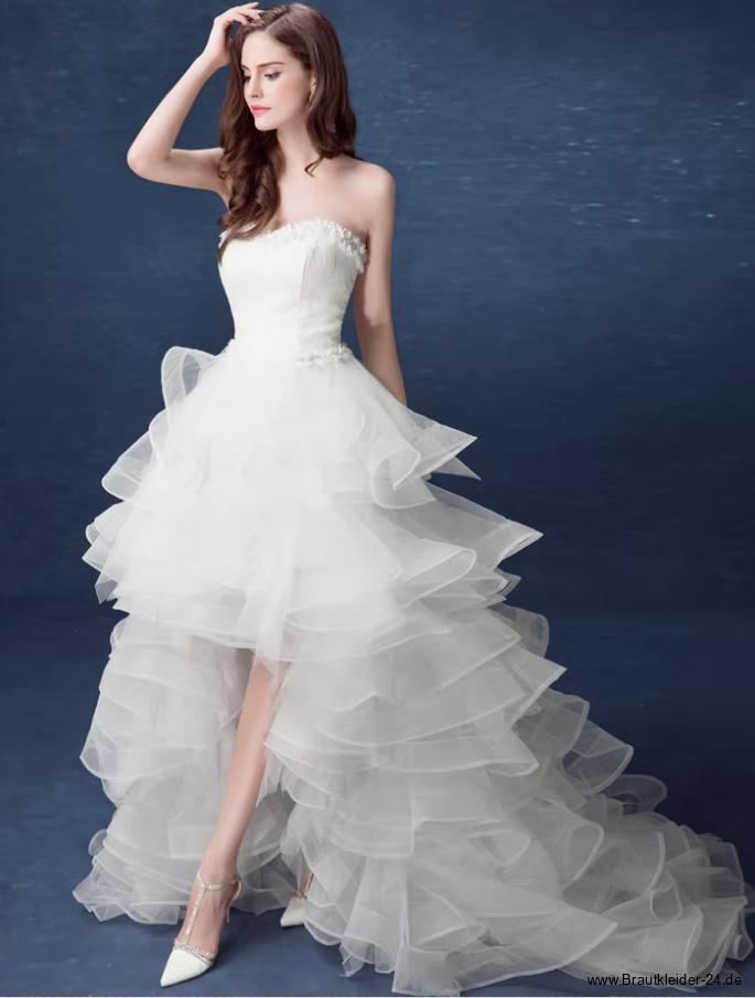 Vokuhila Brautkleid Davide Vorne Kurz Hinten Lang mit Tüll&nbsp;Rock