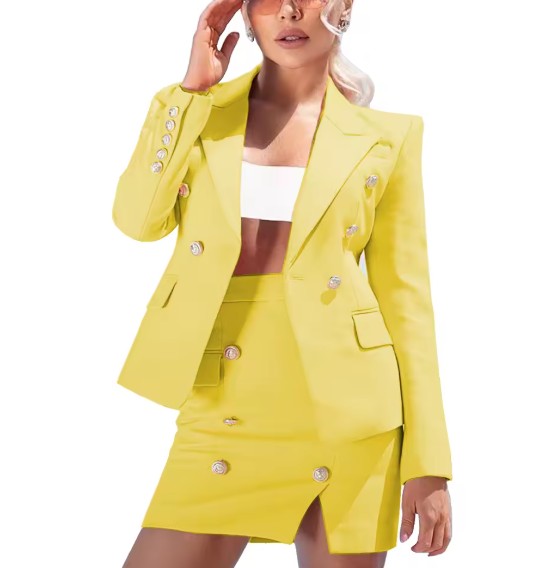 Bleistift Damen Kostüm Fria Elegant in Gelb mit&nbsp;Minirock
