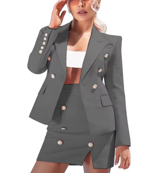 Bleistift Damen Kostüm Fria Elegant in Grau mit&nbsp;Minirock