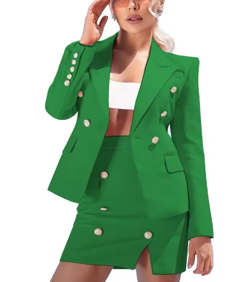 Bleistift Damen Kostüm Fria Elegant in Grün mit&nbsp;Minirock