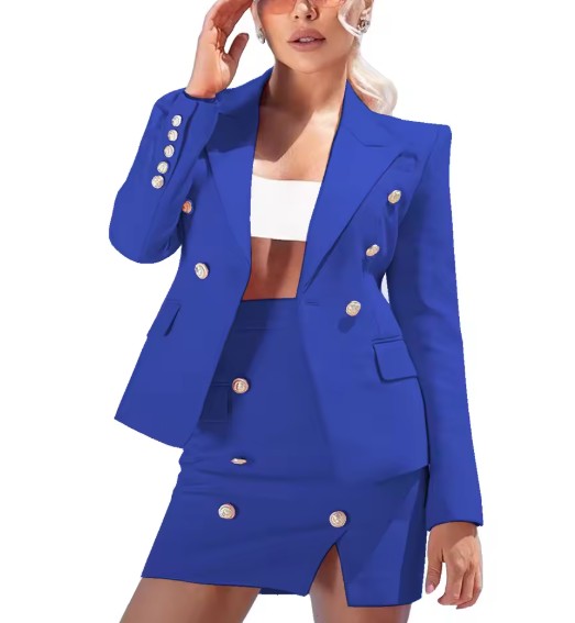 Bleistift Damen Kostüm Fria Elegant in Marineblau mit&nbsp;Minirock