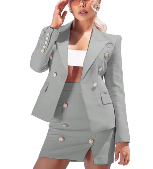 Bleistift Damen Kostüm Fria Elegant in Silber mit&nbsp;Minirock