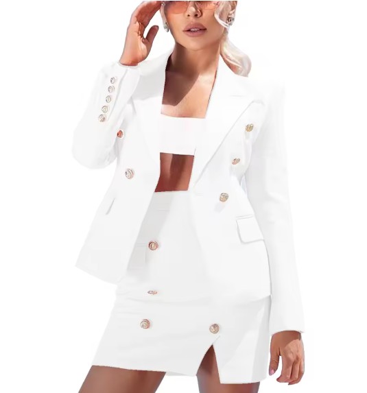 Bleistift Damen Kostüm Fria Elegant in Weiß mit&nbsp;Minirock