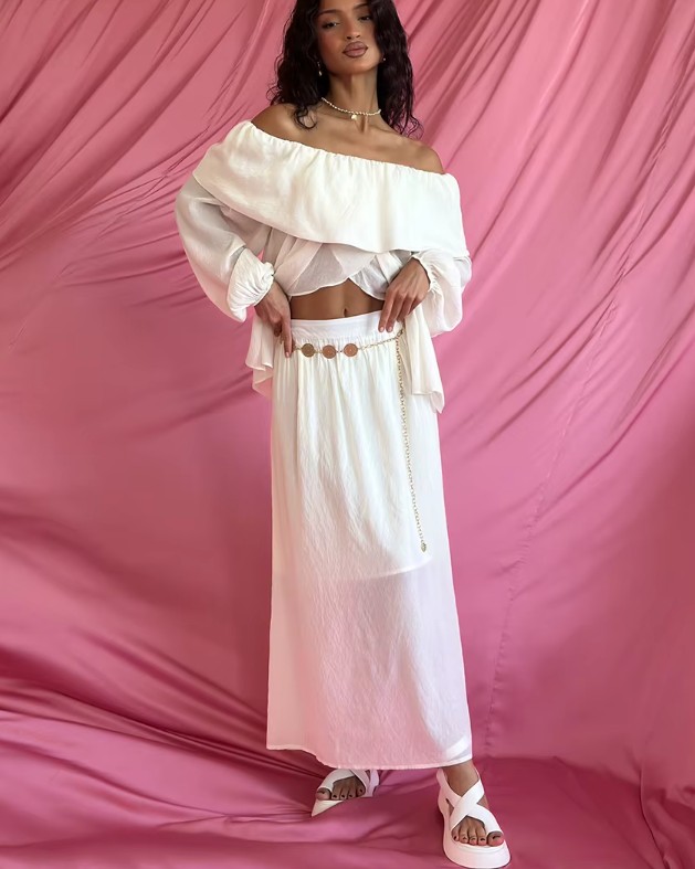 Boho Style Braut Zweiteiler Julika für den Standesamt Crop Top Bluse mit Rock im&nbsp;Set