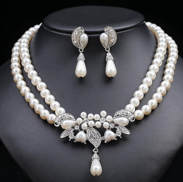 Brautschmuck Set Elsa Halskette mit Ohrringe