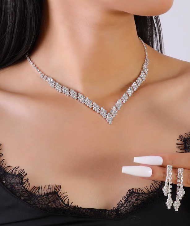 Brautschmuck Set Elsa Halskette mit Ohrringe