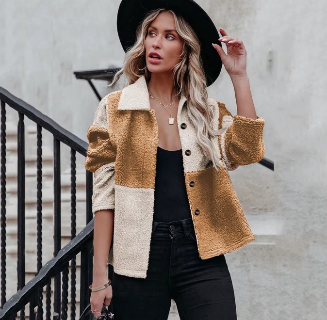 Damen Wolljacke Pullover mit Farbblock-Motiv Ivory&nbsp;Gelb