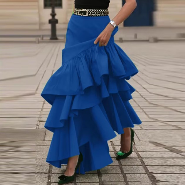 Eleganter Damen Rock mit Rüschen in&nbsp;Blau