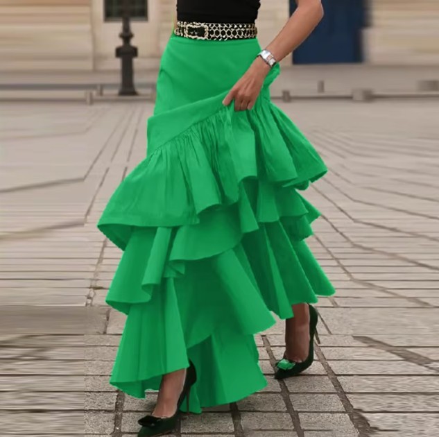 Eleganter Damen Rock mit Rüschen in&nbsp;Grün