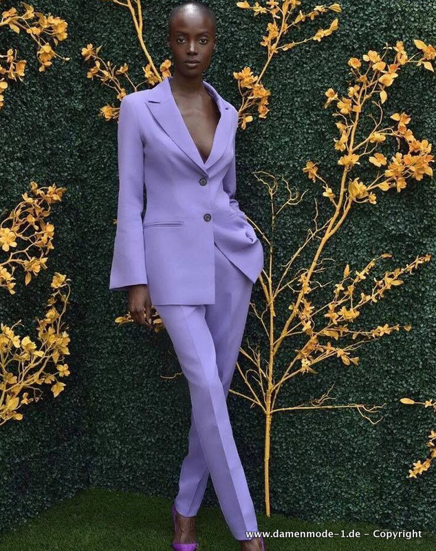 Business Hosenanzug für Damen in Lila Schmalgeschnitten