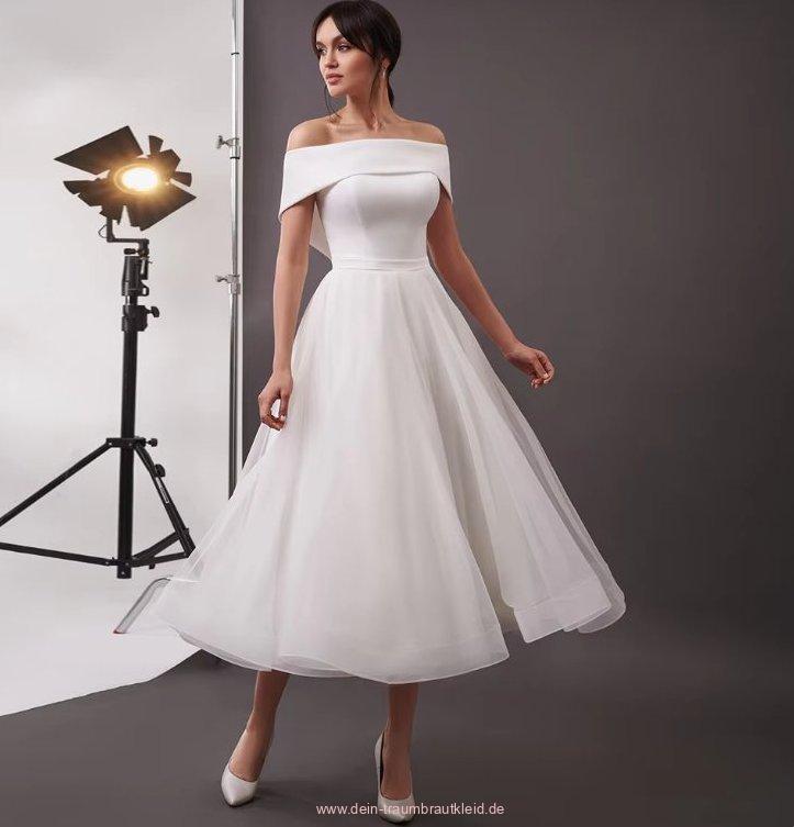 Schulterfreies Vintage Style Standesamtkleid Beverly&nbsp;Wadenlang