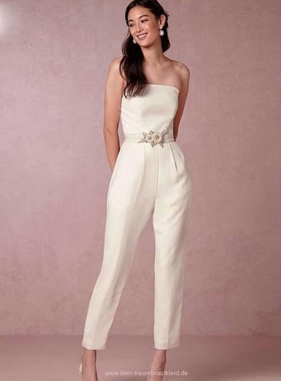 I Linie Braut Einteiler Overall Christel Schulterfrei mit&nbsp;Blumen