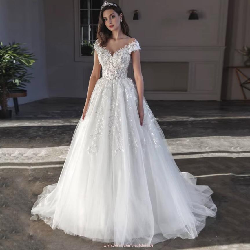 A Linie Prinzessin Brautkleid Flores mit Lingerie Oberteil Spitze und&nbsp;Schleppe