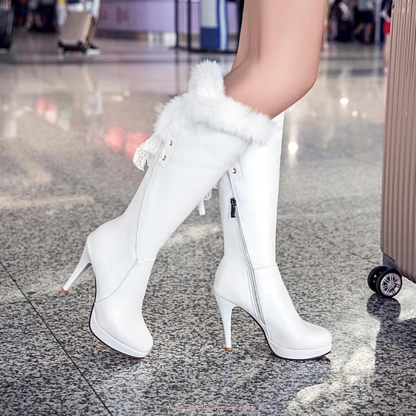 Kniehohe Stiefel Fatme für die Braut Hochzeitsschuhe in&nbsp;Weiß