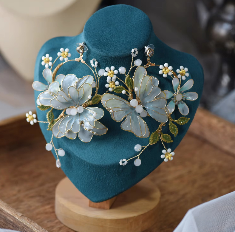 Harz Schmetterling Blumen Braut Ohrringe Bergild