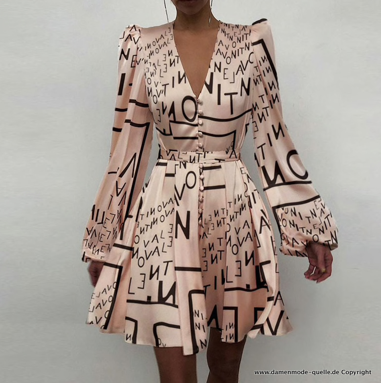 A Linie Print Satin Sommerkleid&nbsp;Kurz