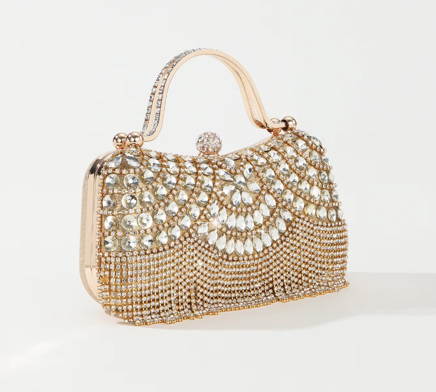 Glitzer Strass Brauttasche in Gold