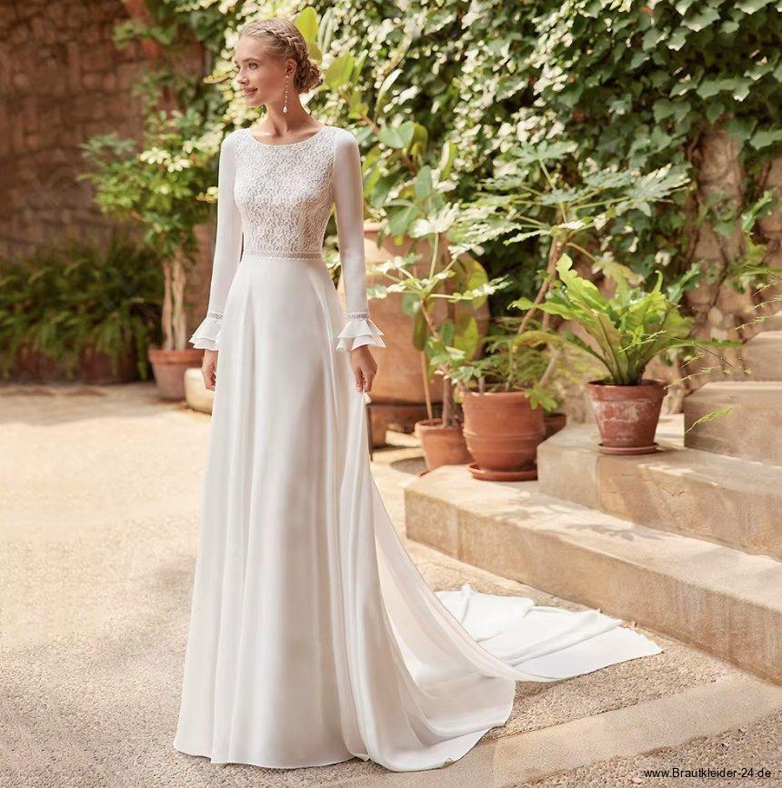 A Linie Brautkleid Fiala mit Rückenausschnitt und&nbsp;Schleppe