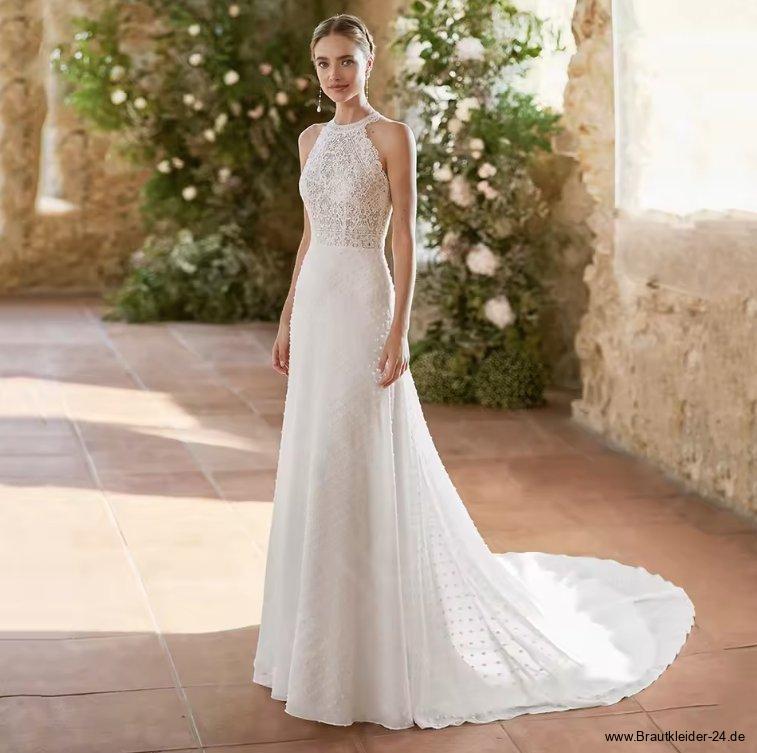 Ärmelloses Empire Brautkleid Firat mit Spitze und&nbsp;Schleppe