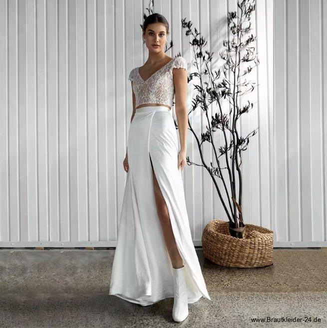 Zweiteiliges Brautkleid Florina mit Boho Spitze und&nbsp;Flügelärmel